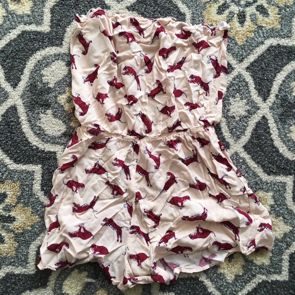 Tiger Print Strapless Romper